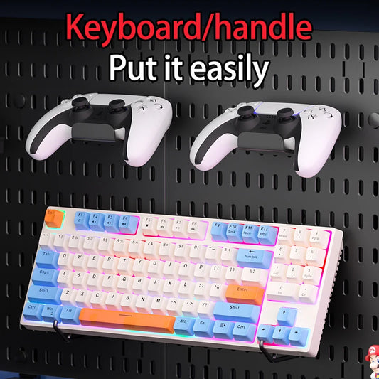 No Drill Desktop Pegboard Rack Gaming Room Organizer For Controllers Headphones Switch Figurine Stationery Storage